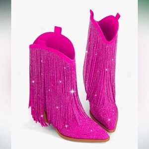 NIB Pink Fringe Women's Boots Size 9